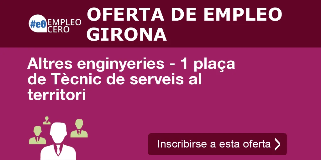 Altres enginyeries - 1 plaça de Tècnic de serveis al territori Altres enginyeries - 1 plaça de Tècnic de serveis al territori