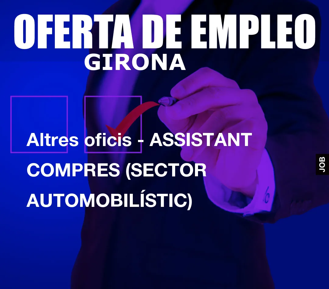Altres oficis – ASSISTANT COMPRES (SECTOR AUTOMOBIL