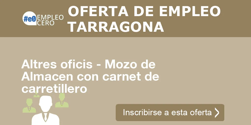 Altres oficis - Mozo de Almacen con carnet de carretillero Altres oficis - Mozo de Almacen con carnet de carretillero