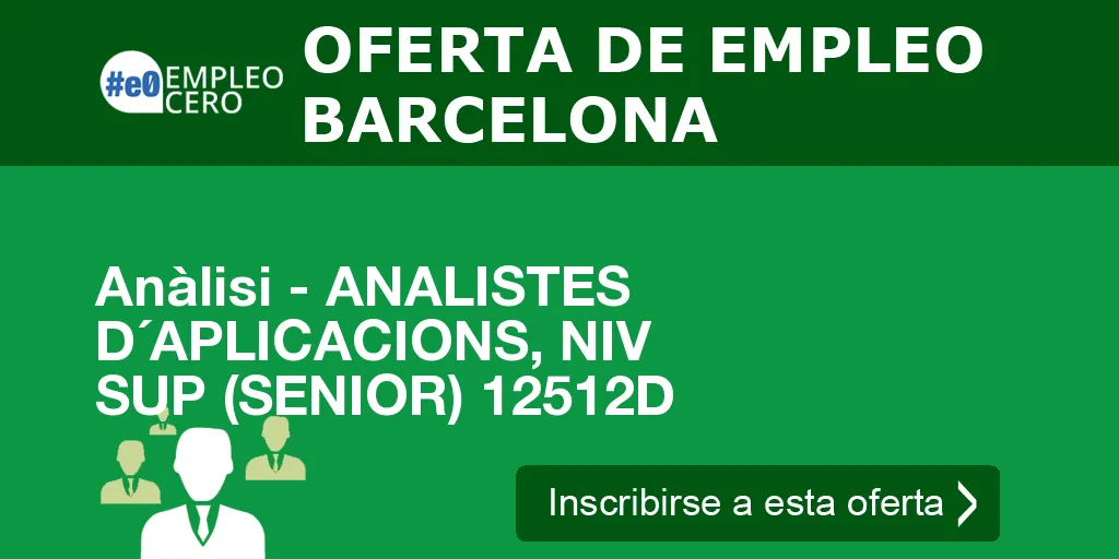 Anàlisi - ANALISTES D´APLICACIONS, NIV SUP (SENIOR) 12512D