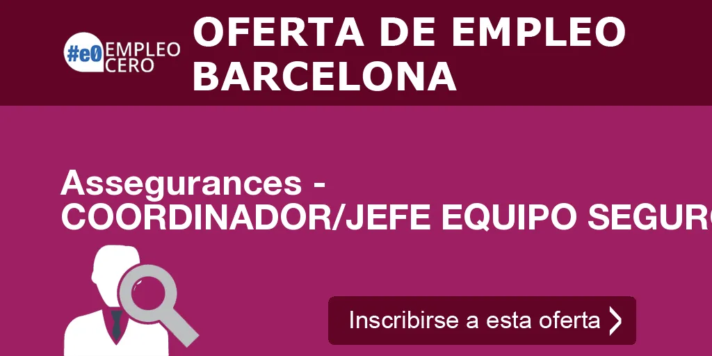 Assegurances - COORDINADOR/JEFE EQUIPO SEGUROS Assegurances - COORDINADOR/JEFE EQUIPO SEGUROS