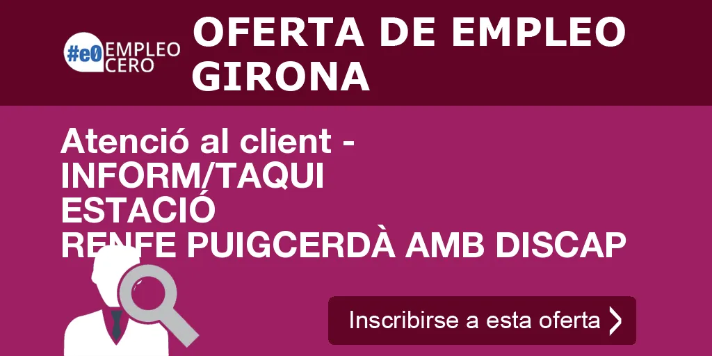 Atenció al client - INFORM/TAQUI ESTACIÓ RENFE PUIGCERDÀ AMB DISCAP Atenció al client - INFORM/TAQUI ESTACIÓ RENFE PUIGCERDÀ AMB DISCAP