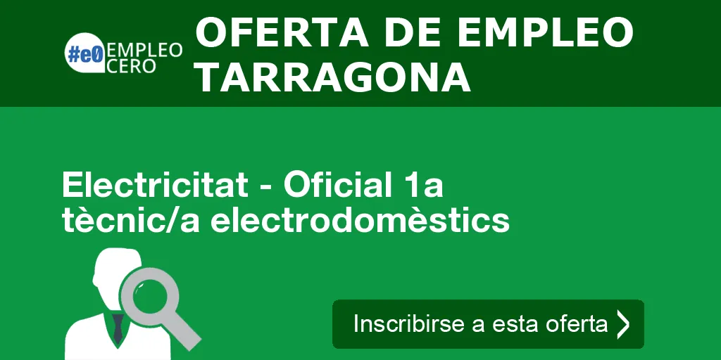 Electricitat - Oficial 1a tècnic/a electrodomèstics Electricitat - Oficial 1a tècnic/a electrodomèstics