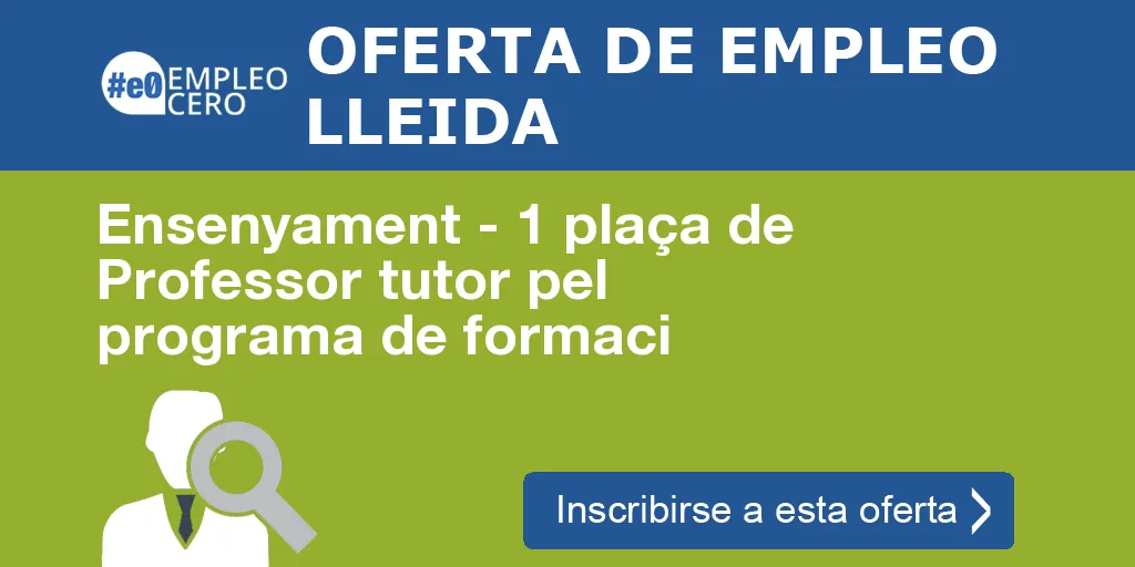 Ensenyament - 1 plaça de Professor tutor pel programa de formaci