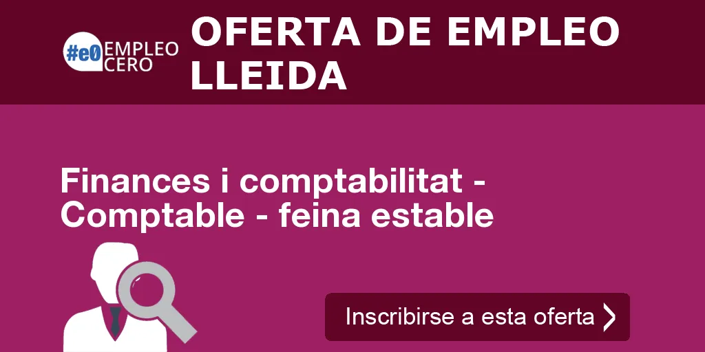 Finances i comptabilitat - Comptable - feina estable Finances i comptabilitat - Comptable - feina estable