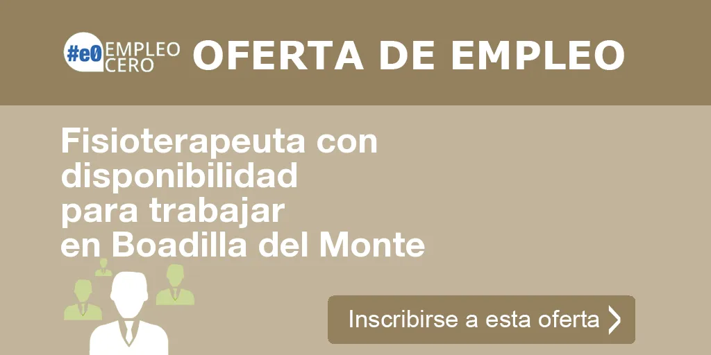 Fisioterapeuta con disponibilidad para trabajar en Boadilla del Monte Fisioterapeuta con disponibilidad para trabajar en Boadilla del Monte