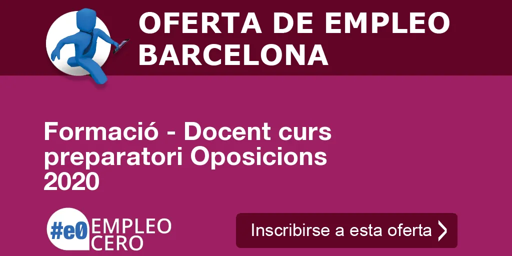 Formació - Docent curs preparatori Oposicions 2020 Formació - Docent curs preparatori Oposicions 2020