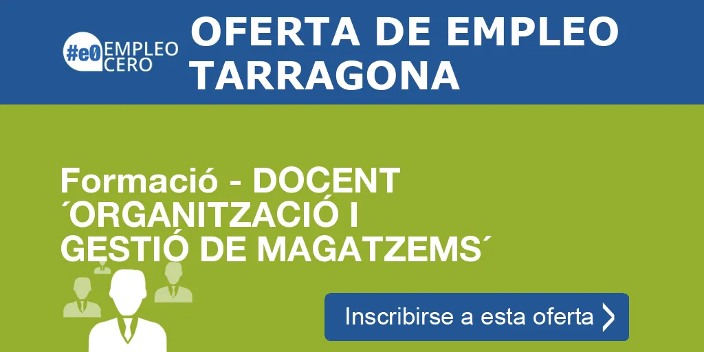 Formació - DOCENT ´ORGANITZACIÓ I GESTIÓ DE MAGATZEMS´ Formació - DOCENT ´ORGANITZACIÓ I GESTIÓ DE MAGATZEMS´
