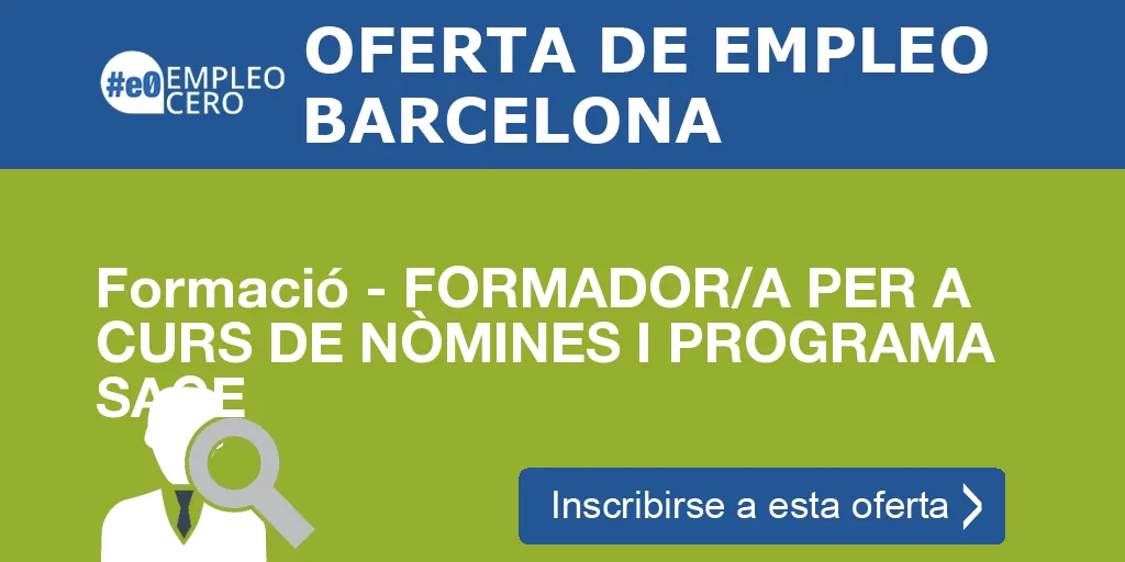 Formació - FORMADOR/A PER A CURS DE NÒMINES I PROGRAMA SAGE