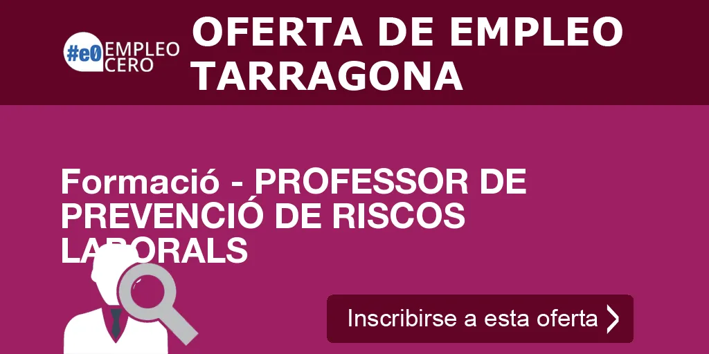 Formació - PROFESSOR DE PREVENCIÓ DE RISCOS LABORALS Formació - PROFESSOR DE PREVENCIÓ DE RISCOS LABORALS