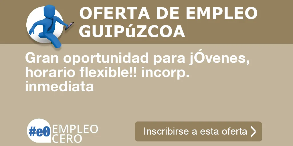 Gran oportunidad para jÓvenes, horario flexible!! incorp. inmediata Gran oportunidad para jÓvenes, horario flexible!! incorp. inmediata