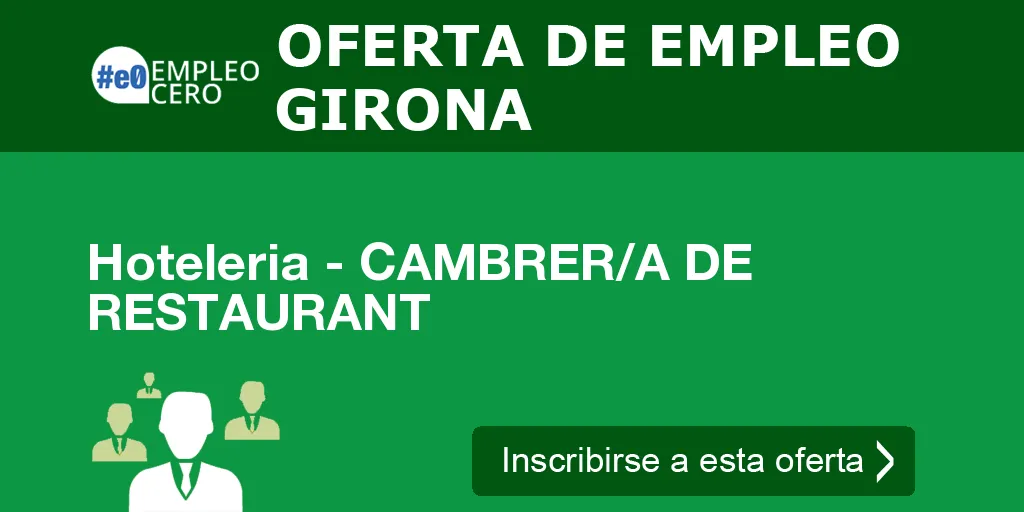 Hoteleria - CAMBRER/A DE RESTAURANT Hoteleria - CAMBRER/A DE RESTAURANT