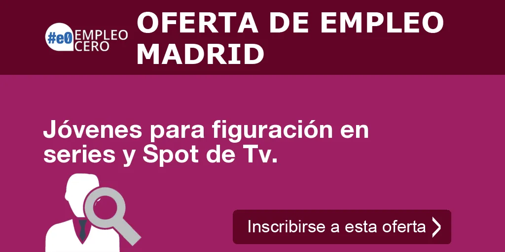 Jóvenes para figuración en series y Spot de Tv.