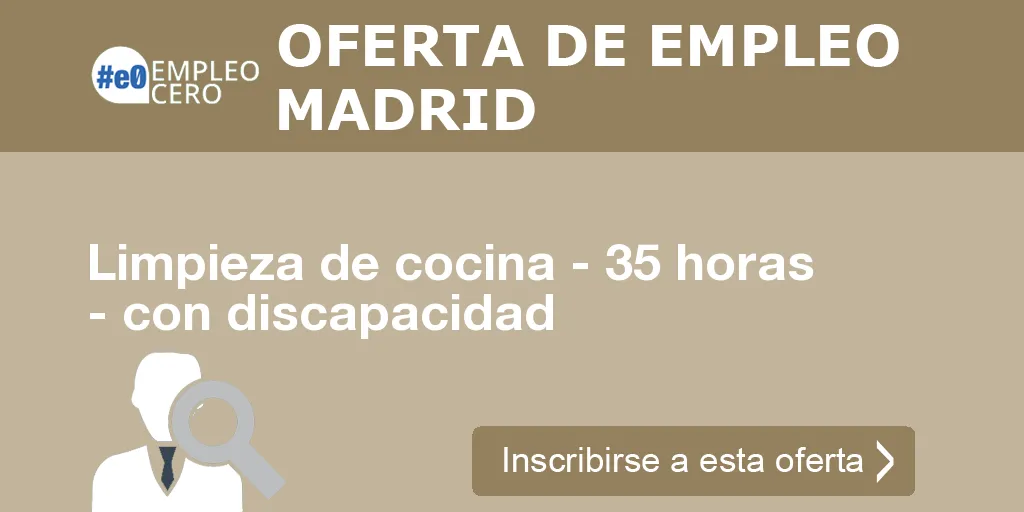 Limpieza de cocina - 35 horas - con discapacidad