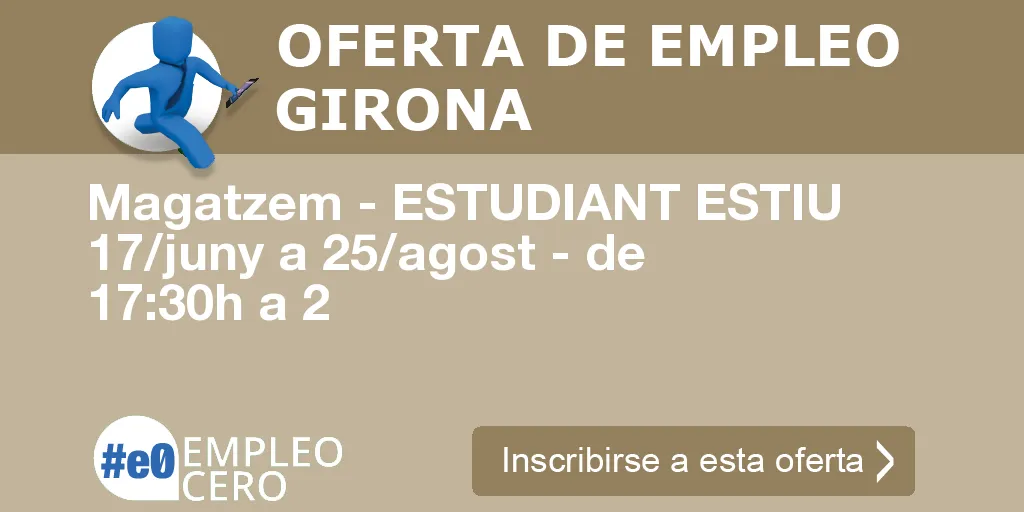 Magatzem - ESTUDIANT ESTIU 17/juny a 25/agost - de 17:30h a 2 Magatzem - ESTUDIANT ESTIU 17/juny a 25/agost - de 17:30h a 2