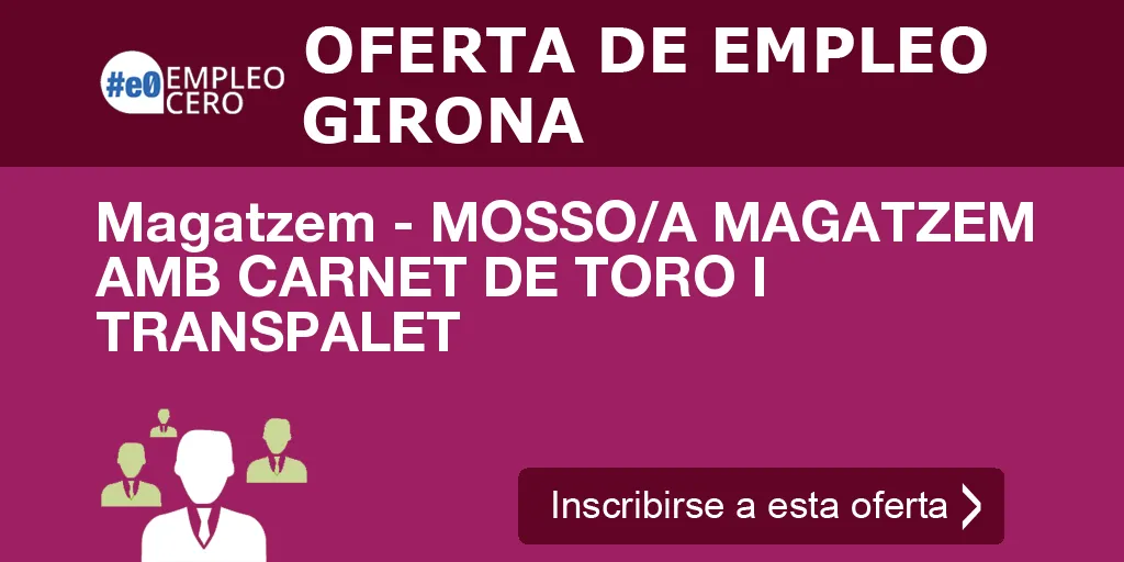 Magatzem - MOSSO/A MAGATZEM AMB CARNET DE TORO I TRANSPALET Magatzem - MOSSO/A MAGATZEM AMB CARNET DE TORO I TRANSPALET