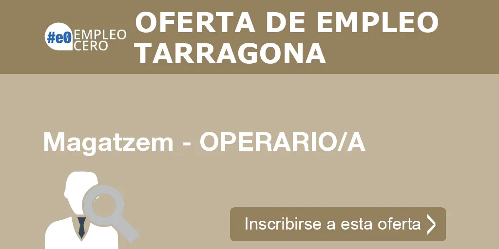 Magatzem - OPERARIO/A Magatzem - OPERARIO/A