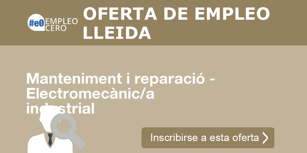 Manteniment i reparació - Electromecànic/a industrial
