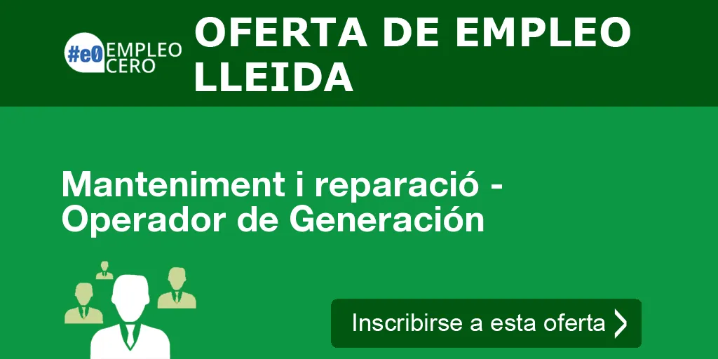 Manteniment i reparació - Operador de Generación Manteniment i reparació - Operador de Generación
