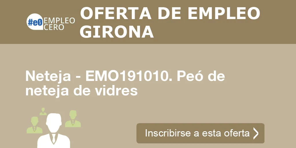 Neteja - EMO191010. Peó de neteja de vidres Neteja - EMO191010. Peó de neteja de vidres