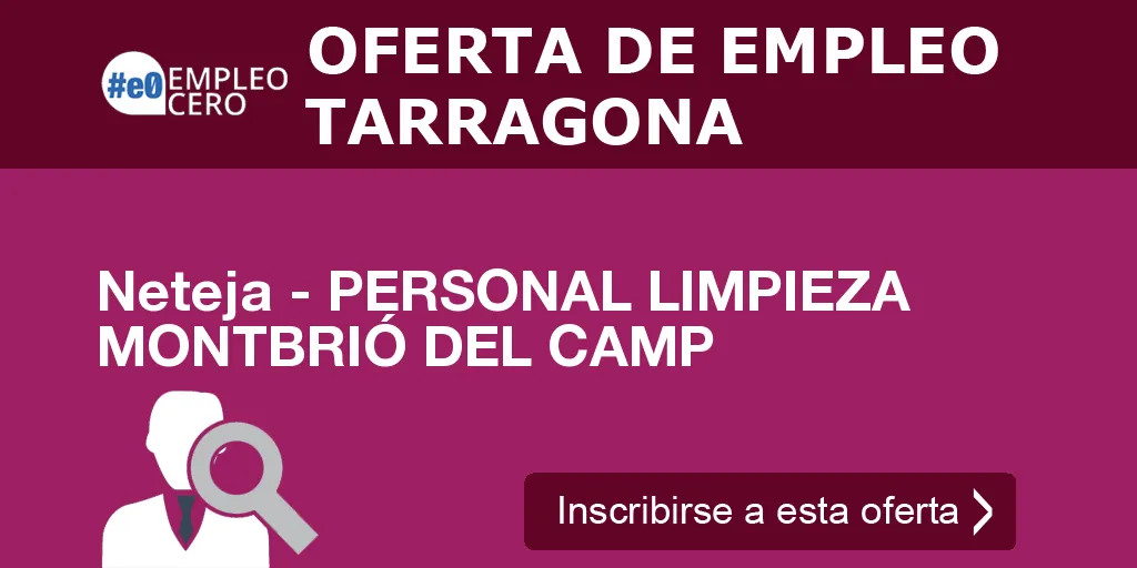 Neteja - PERSONAL LIMPIEZA MONTBRIÓ DEL CAMP Neteja - PERSONAL LIMPIEZA MONTBRIÓ DEL CAMP