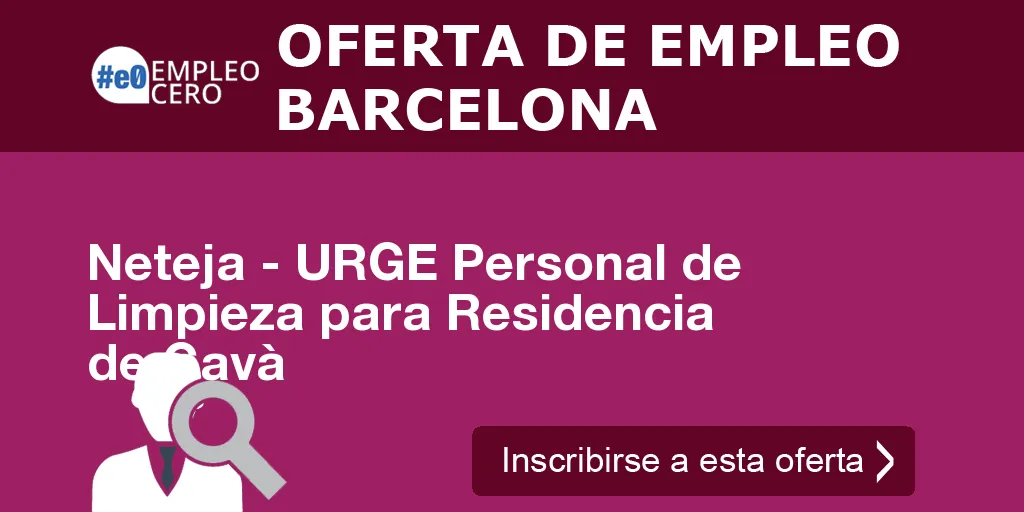 Neteja - URGE Personal de Limpieza para Residencia de Gavà Neteja - URGE Personal de Limpieza para Residencia de Gavà