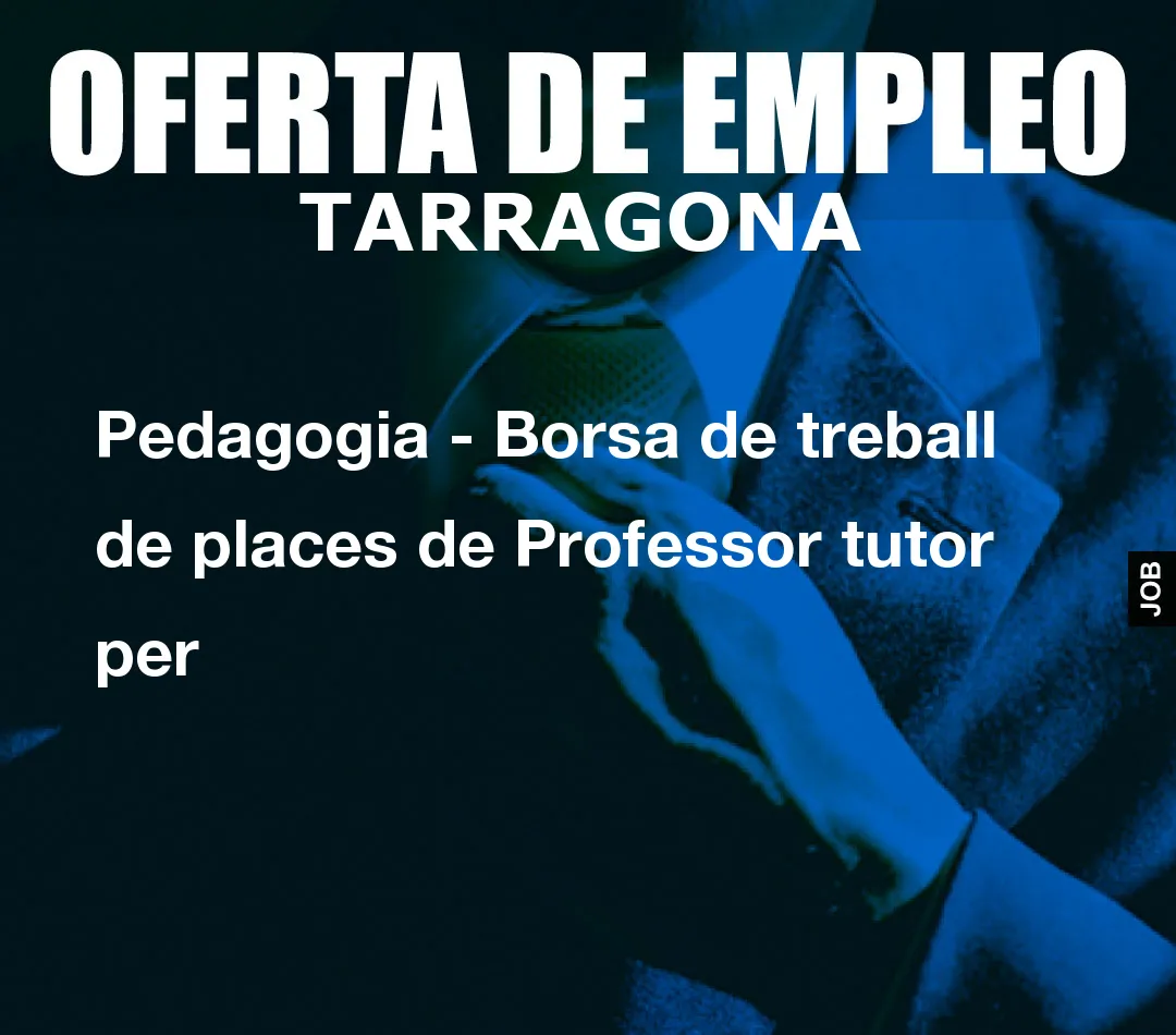 Pedagogia – Borsa de treball de places de Professor tutor per