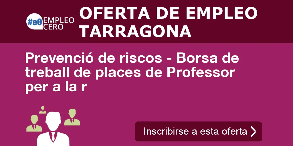 Prevenció de riscos - Borsa de treball de places de Professor per a la r Prevenció de riscos - Borsa de treball de places de Professor per a la r