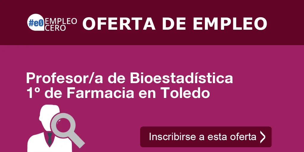Profesor/a de Bioestadística 1º de Farmacia en Toledo Profesor/a de Bioestadística 1º de Farmacia en Toledo
