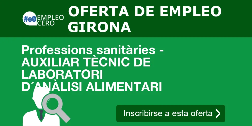 Professions sanitàries - AUXILIAR TÈCNIC DE LABORATORI D´ANÀLISI ALIMENTARI Professions sanitàries - AUXILIAR TÈCNIC DE LABORATORI D´ANÀLISI ALIMENTARI
