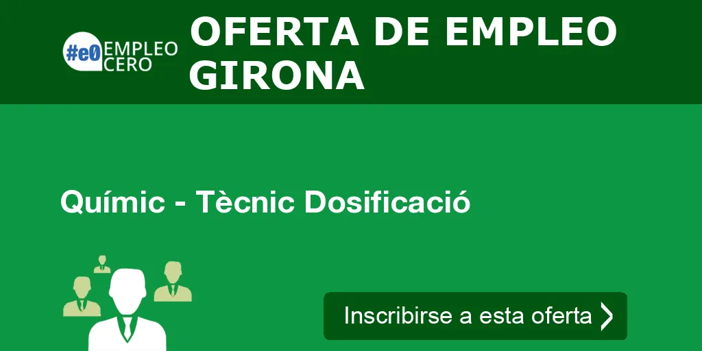 Químic - Tècnic Dosificació Químic - Tècnic Dosificació