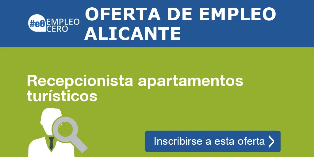 Recepcionista apartamentos turísticos Recepcionista apartamentos turísticos