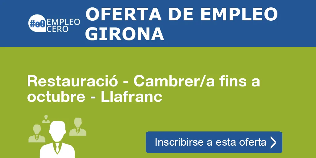 Restauració - Cambrer/a fins a octubre - Llafranc Restauració - Cambrer/a fins a octubre - Llafranc