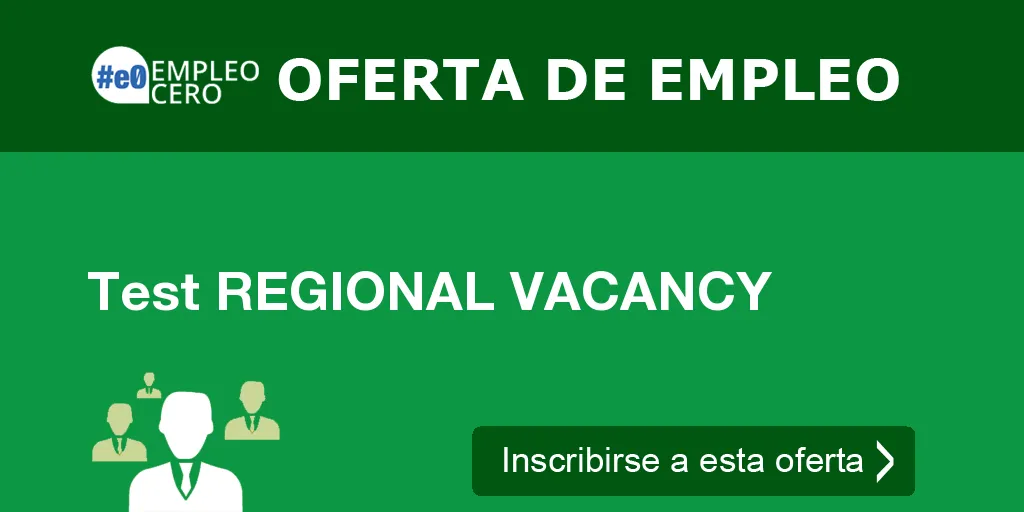 Test REGIONAL VACANCY Test REGIONAL VACANCY